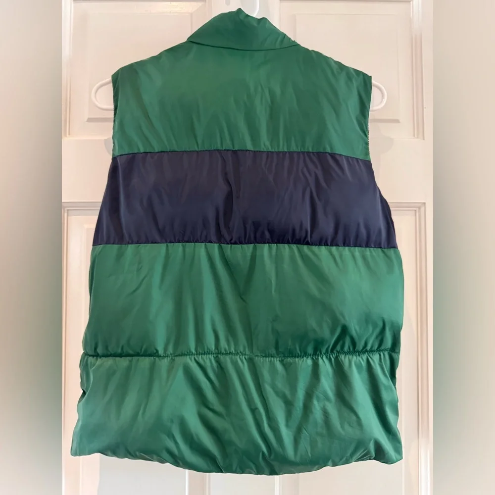 Old Navy Boys Frost-Free Puffer Vest Green Navy Quilted Size L 10-12